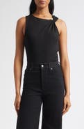 Veronica Beard Deylin Twist Shoulder Rib Tank