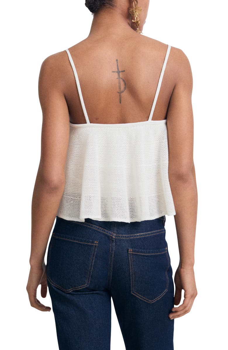 MANGO Ruffle Knit Crop Camisole, Alternate, color, White