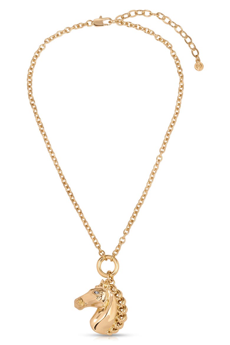 Stallion Pendant Necklace, Main, color, GOLD