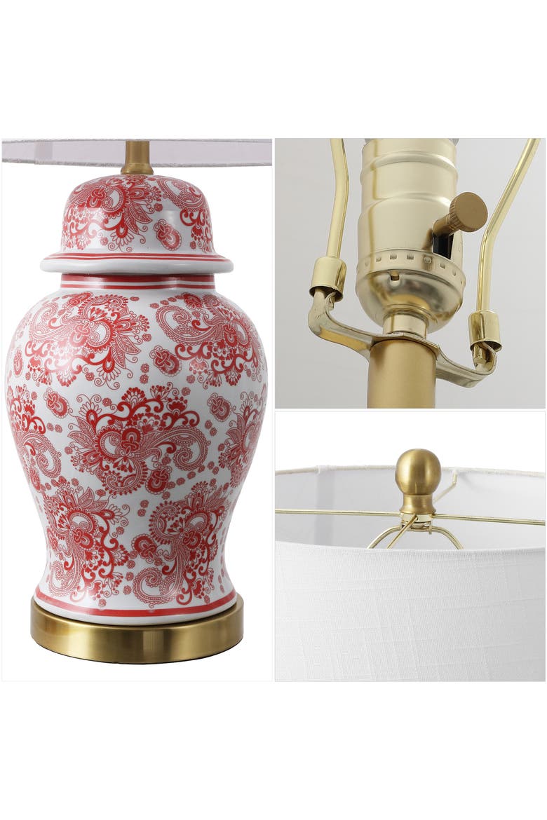 Ellis Chinoiserie Ceramic LED Table Lamp, Alternate, color, Red/White