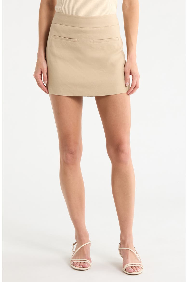 Alvara Linen Blend Miniskort, Main, color, STONE KHAKI
