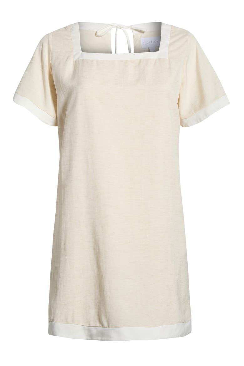 Gizelle Scallop Shift Minidress, Alternate, color, NATURAL