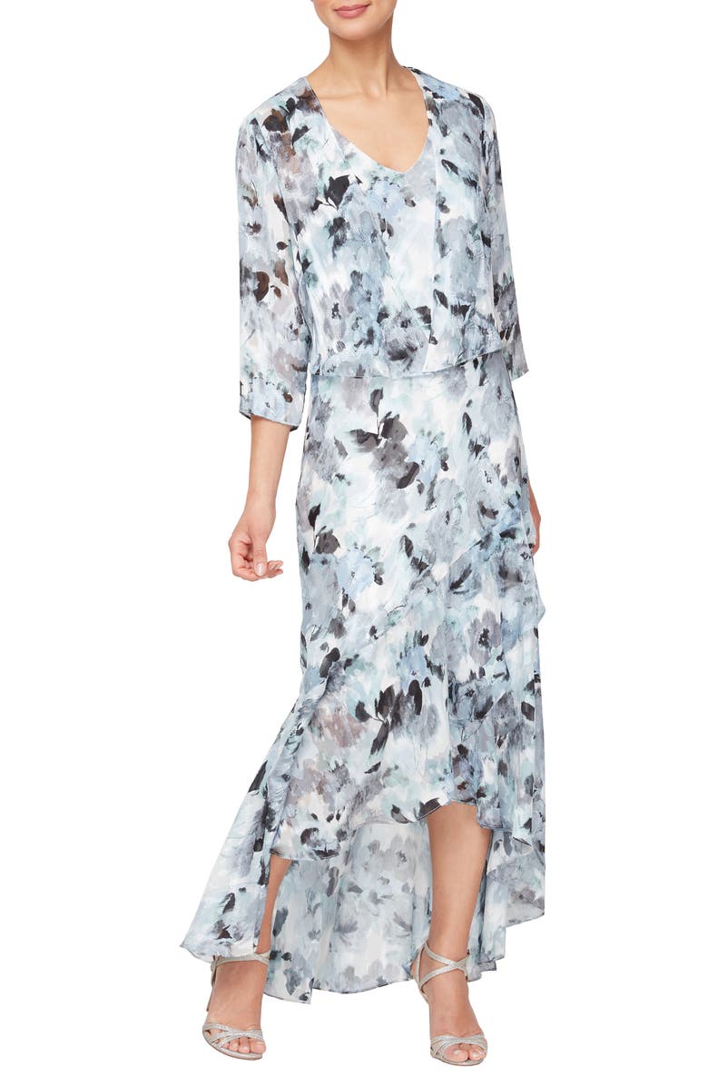 Alex Evenings Print Sleeveless Gown with Jacket, Alternate, color, 