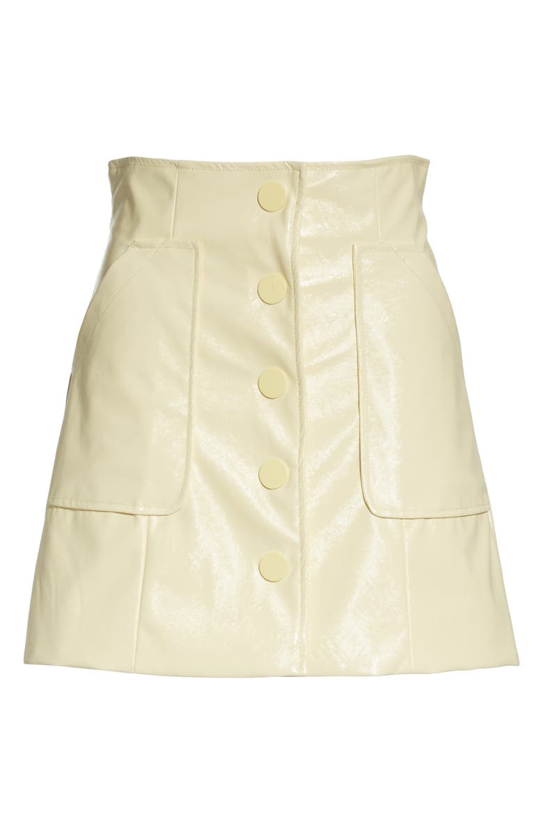 Ganni Monterey Faux Patent Miniskirt, Alternate, color, 