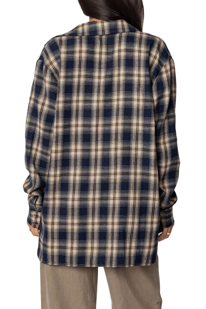 Plaid Flannel Button-Up Shirt, Alternate, color, NAVY