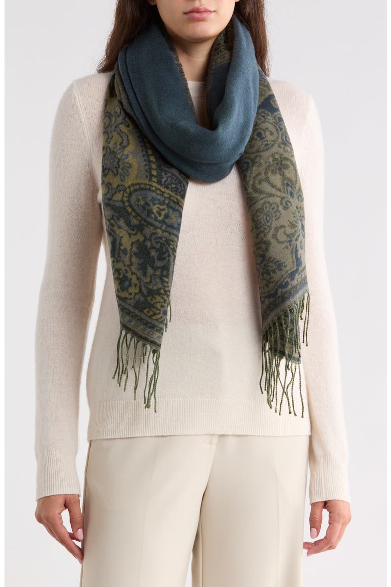 Paisley Bordered Jacquard Scarf, Main, color, COOL
