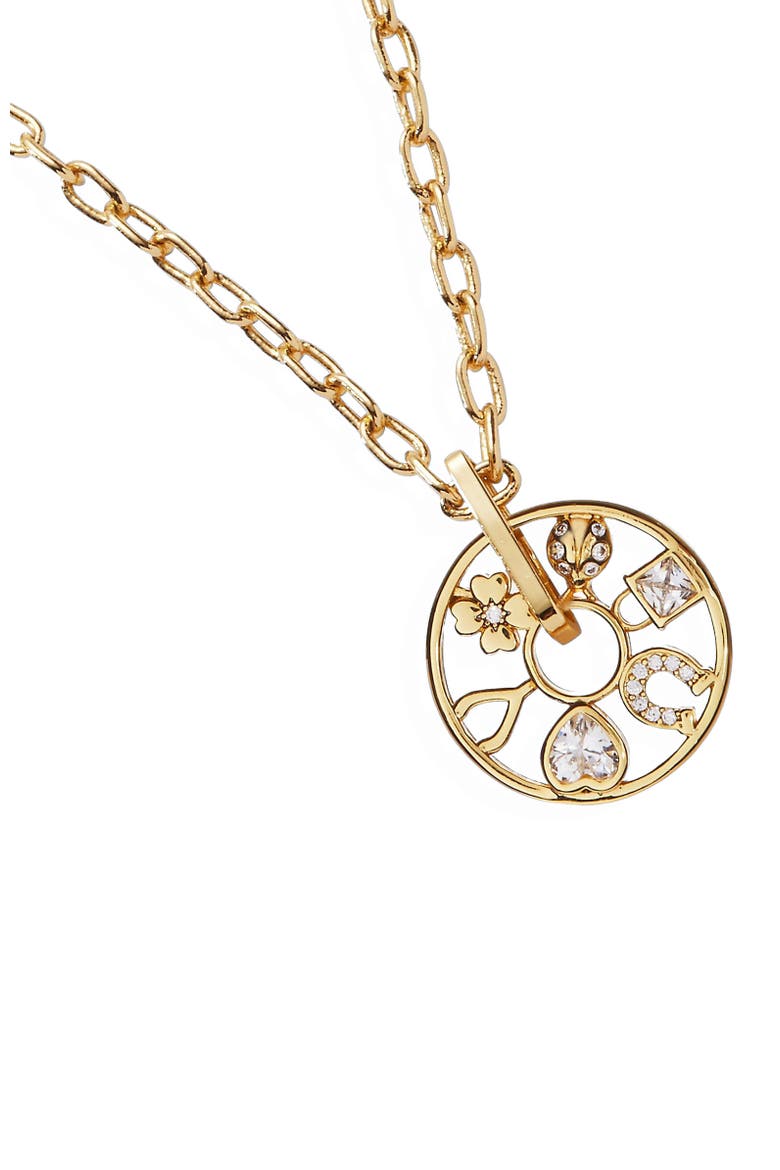 Love Luck Wheel Necklace, Alternate, color, Gold