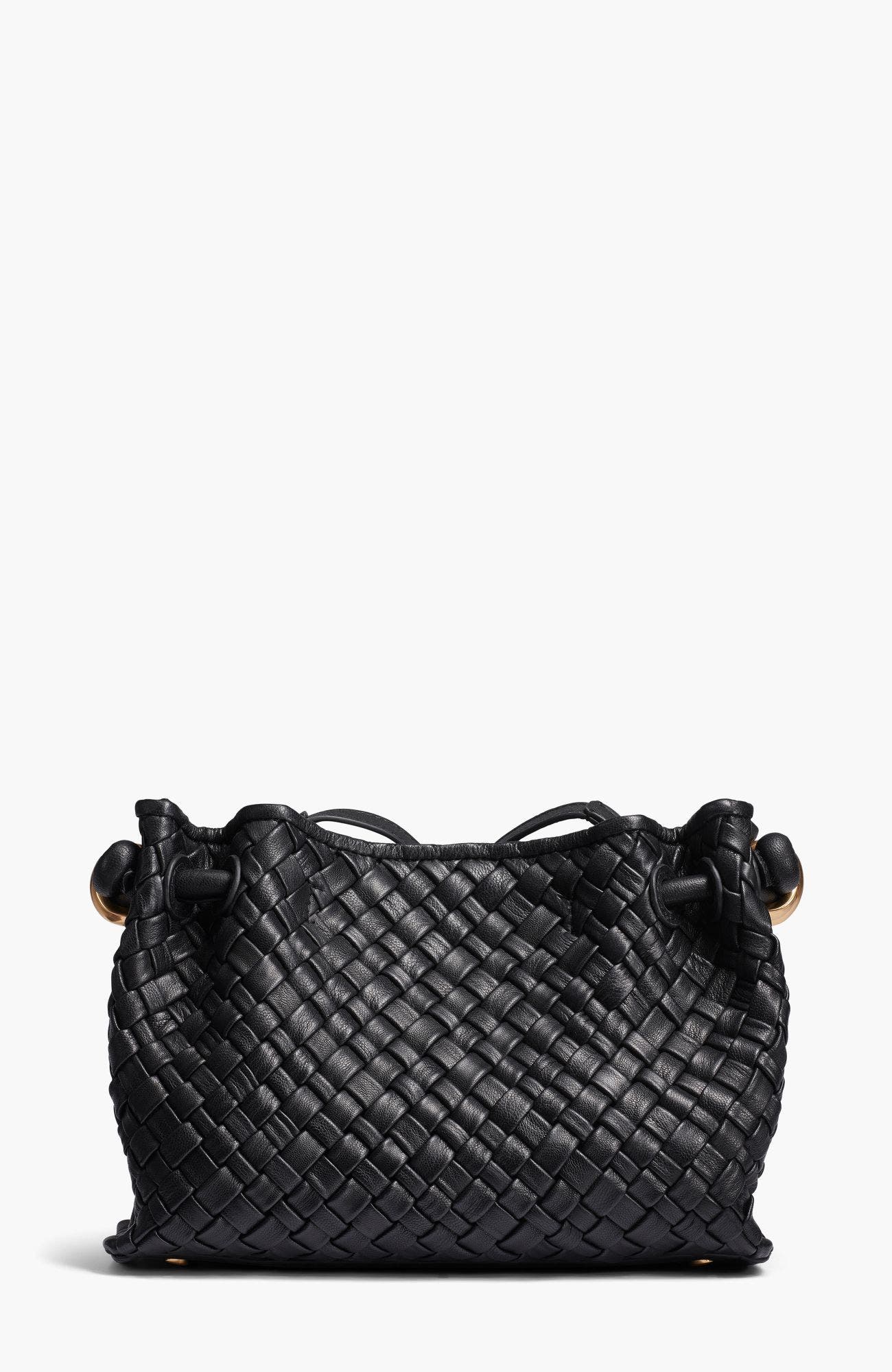 Cashmere Woven Leather Crossbody Bag, Alternate, color, Black/Gold