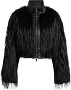 BOSS Cecool Faux Leather & Faux Fur Crop Jacket