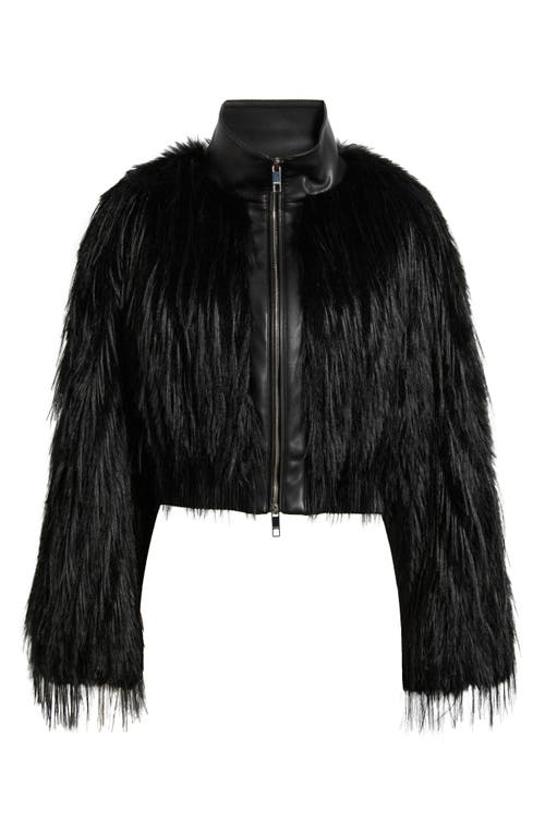 Hugo Boss Cecool Faux Fur Jacket In Black