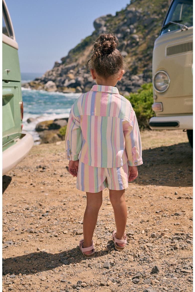 Kids' Stripe Cotton Snap-Up Jacket & Shorts Set, Alternate, color, GREEN