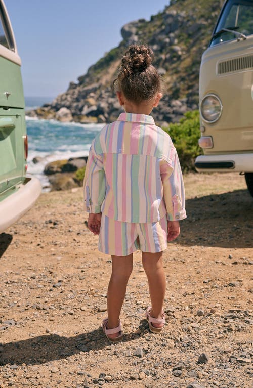 NEXT NEXT KIDS' STRIPE COTTON SNAP-UP JACKET & SHORTS SET 