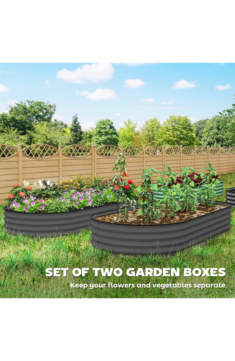 Outsunny Raised,Raised Beds for Gardening for Vegetables, Flowers Garden Bed, Alternate, color, Dark Gray