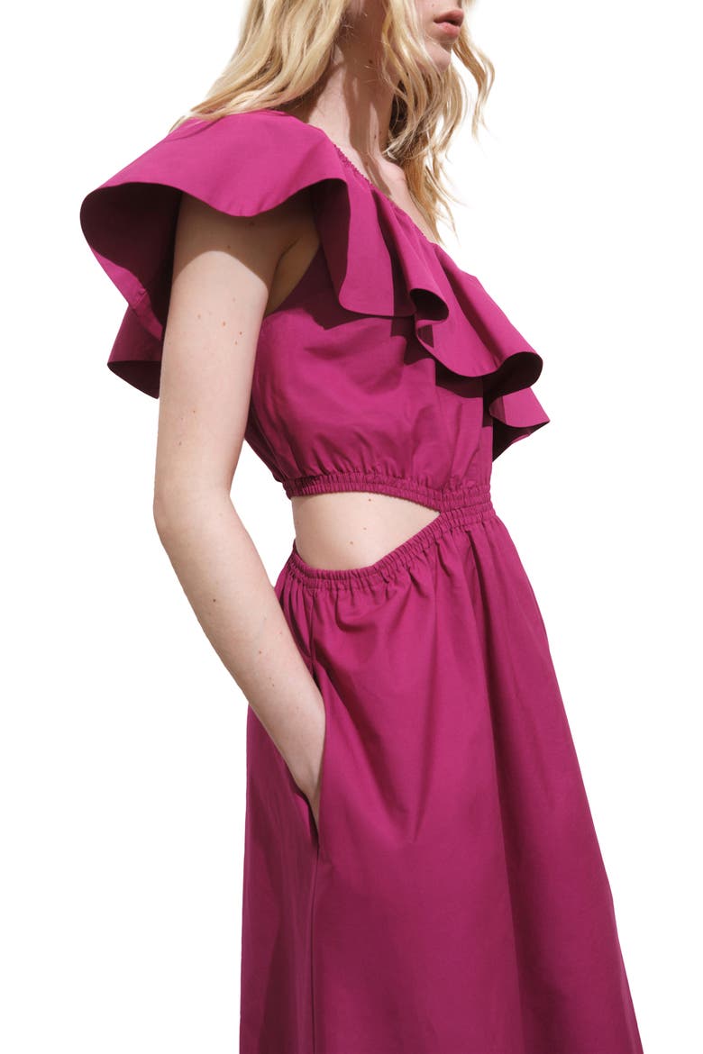 Asymmetric Cutout One-Shoulder Maxi Dress, Alternate, color, FUCHSIA