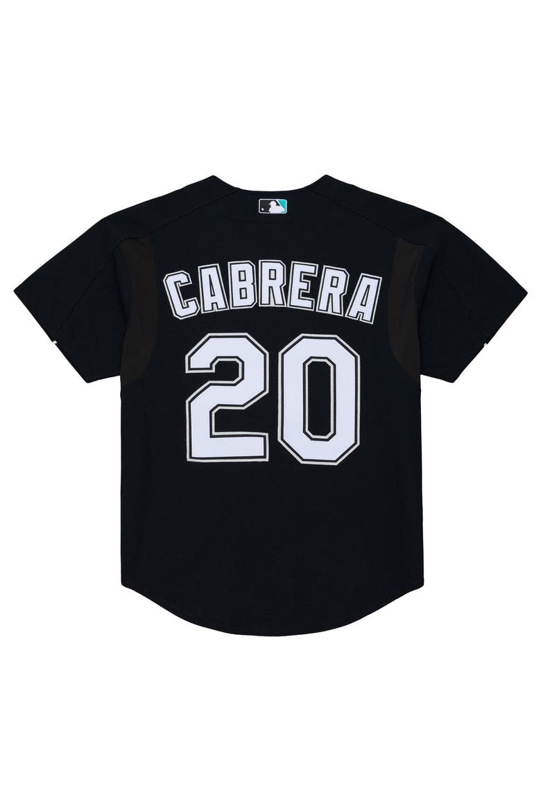 Men's Mitchell & Ness Miguel Cabrera Black Florida Marlins 2003 Cooperstown Mesh Batting Practice Button-Up Jersey, Alternate, color, Black