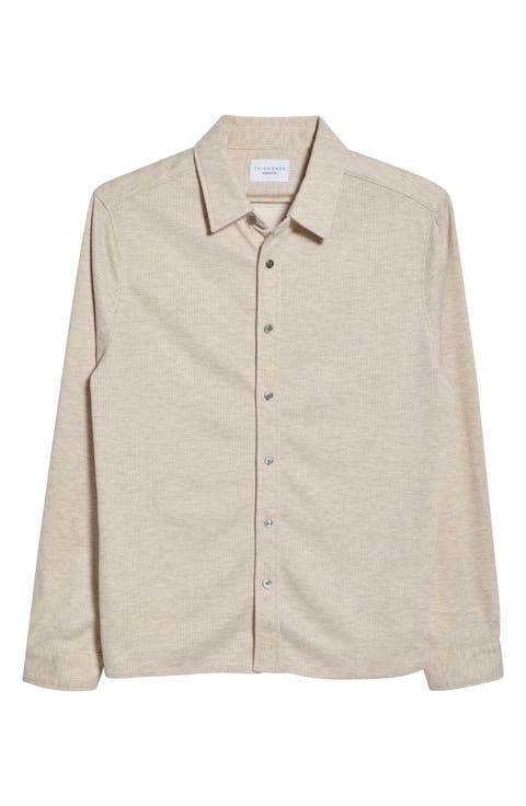 Generation™ Pinstripe Double Knit Button-Up Shirt