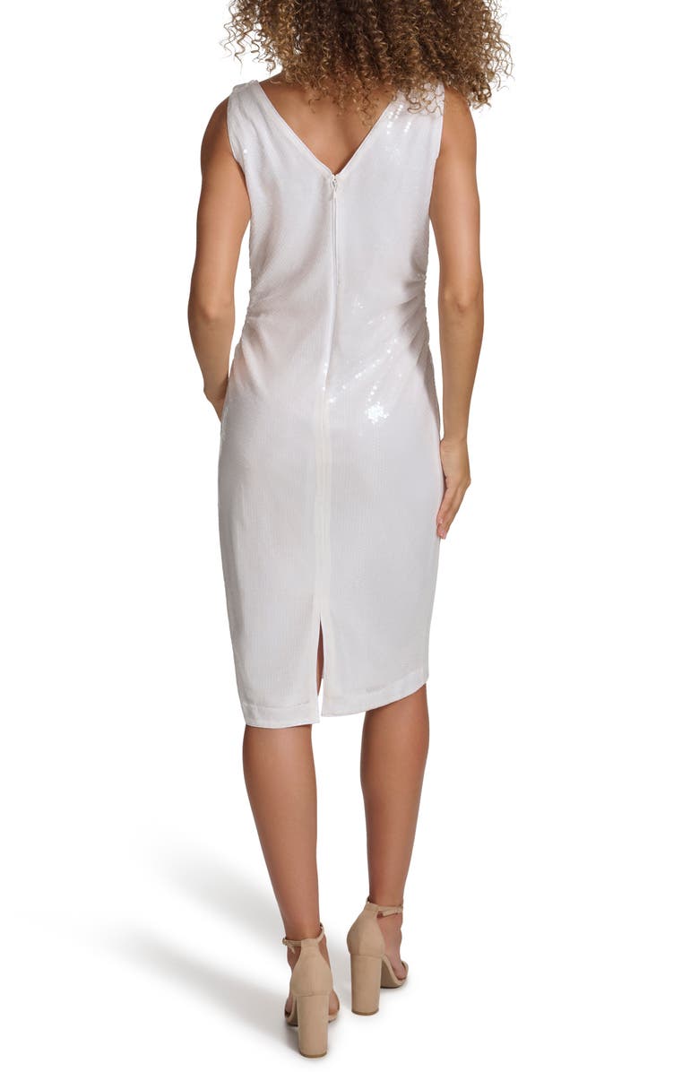 Kensie Sequin Mesh Dress, Alternate, color, White