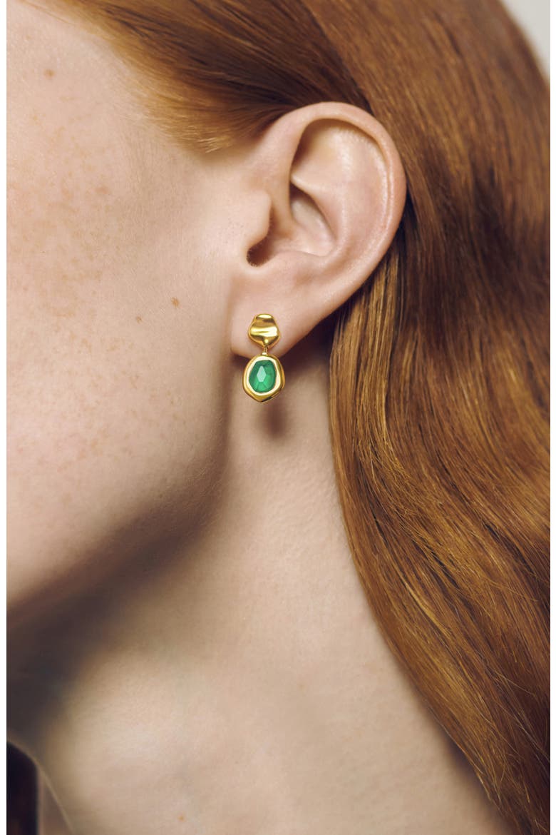 Odyssey Green Onyx Drop Earrings, Alternate, color, 18K GOLD VERMEIL