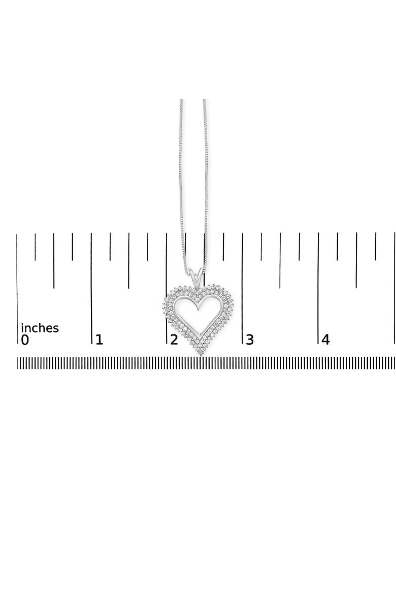 Silver 1.00 Cttw Lab-Grown Diamond Open Heart Pendant Necklace, Alternate, color, White