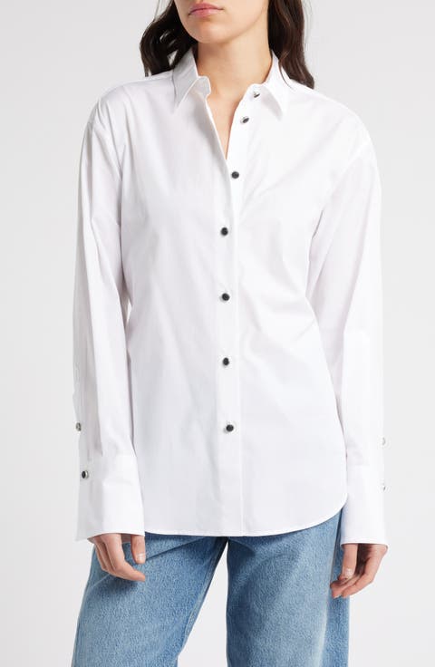Eve Tie-Back Cotton Poplin Button-Up Shirt