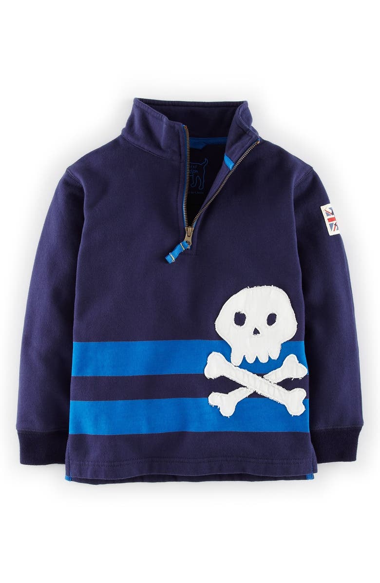 Mini Boden Half Zip Sweatshirt, Main, color, 