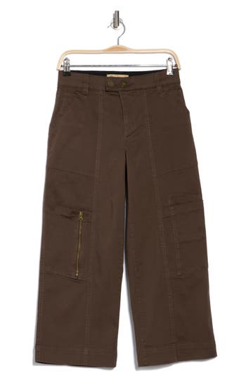 Democracy Crop Zip Cargo Pants In Mushroom