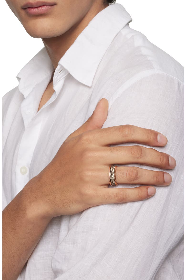 Band Ring in 18K Yellow Gold with Black Titanium, Alternate, color, ROSE GOLD/ COGNAC DIAMOND