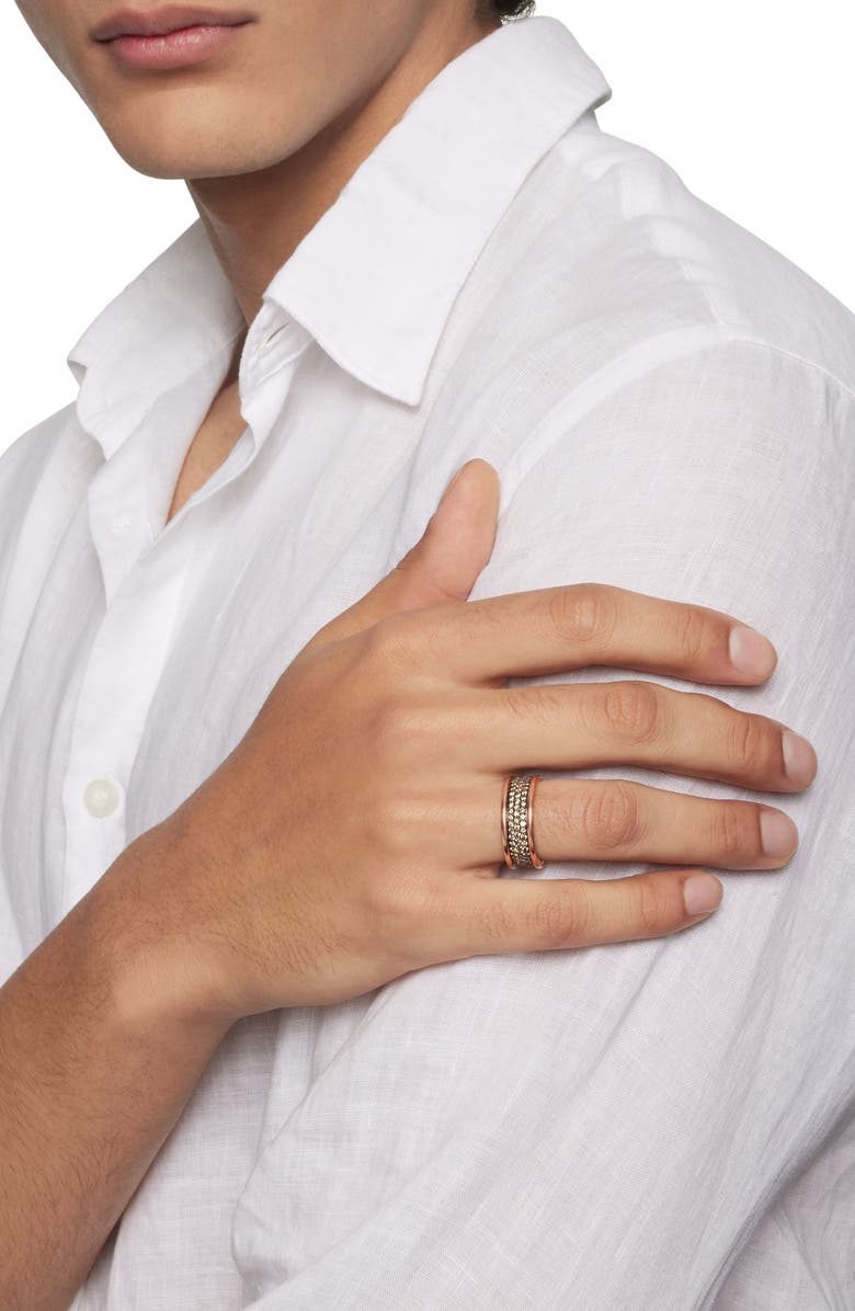 David Yurman Band Ring in 18K Yellow Gold with Black Titanium, Alternate, color, Rose Gold/ Cognac Diamond