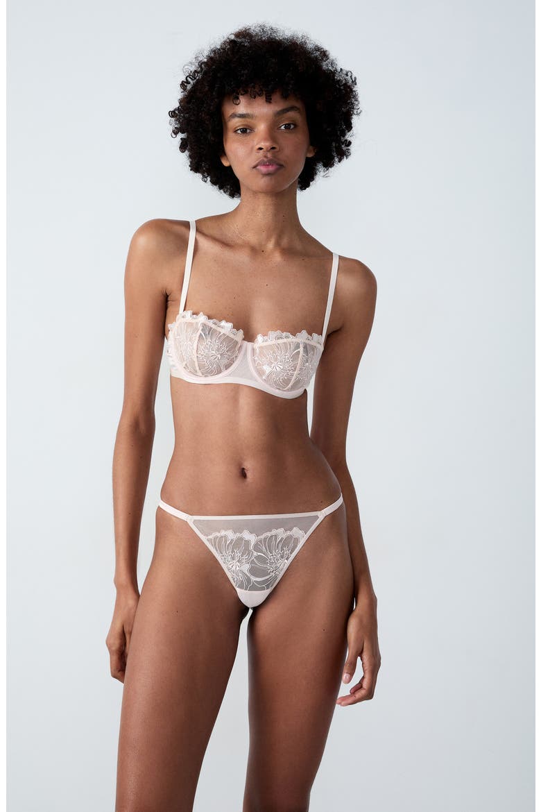 Amaryllis Embroidered Underwire Demi Bra, Alternate, color, PERLE