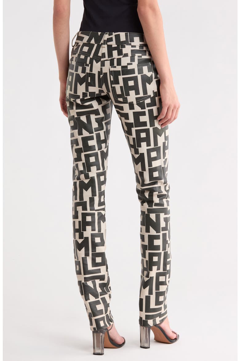 Logo Print Leather Pants, Alternate, color, CHALK