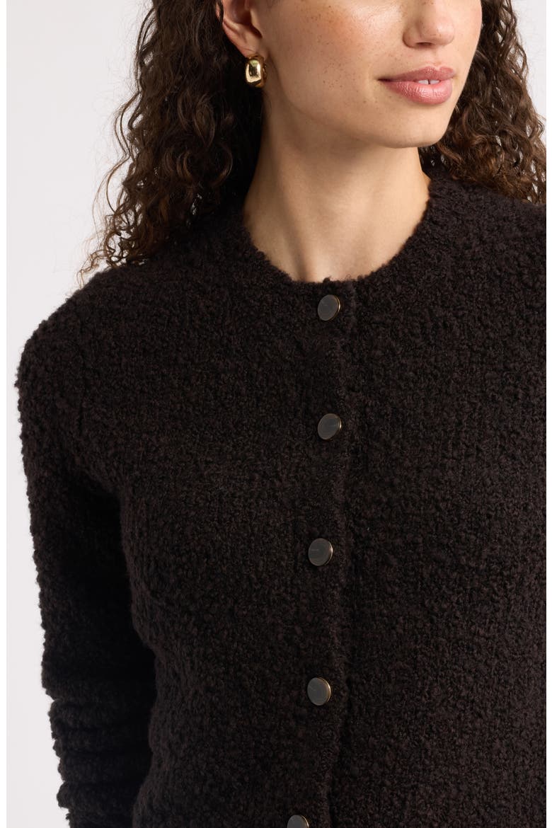 Textured Crewneck Cardigan, Alternate, color, BROWN MOLE