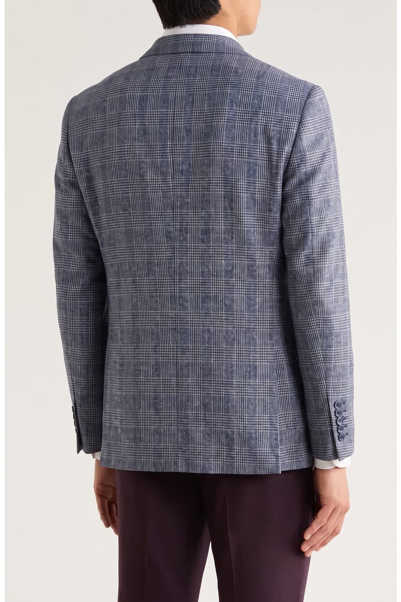 Plaid Linen & Cotton Blazer, Alternate, color, NAVY