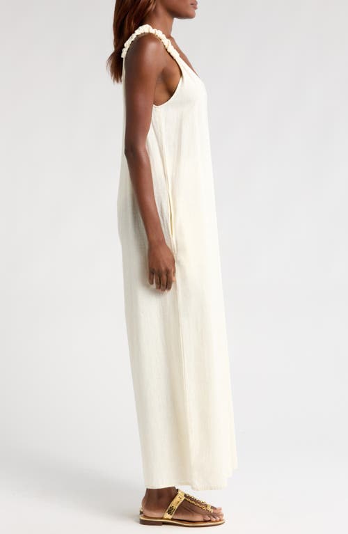 Shop Elan Cotton & Linen Cover-up Jumpsuit In White