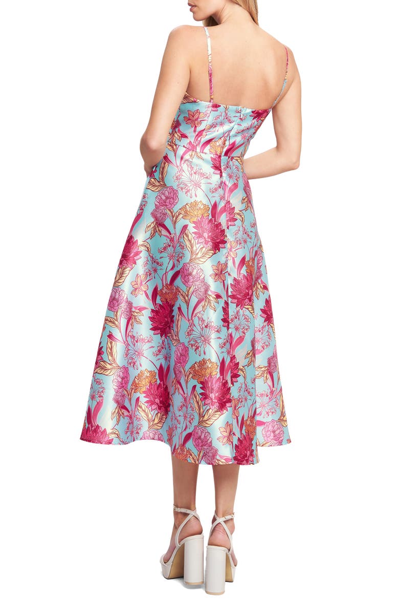 Floral Satin Midi Dress, Alternate, color, LIGHT BLUE