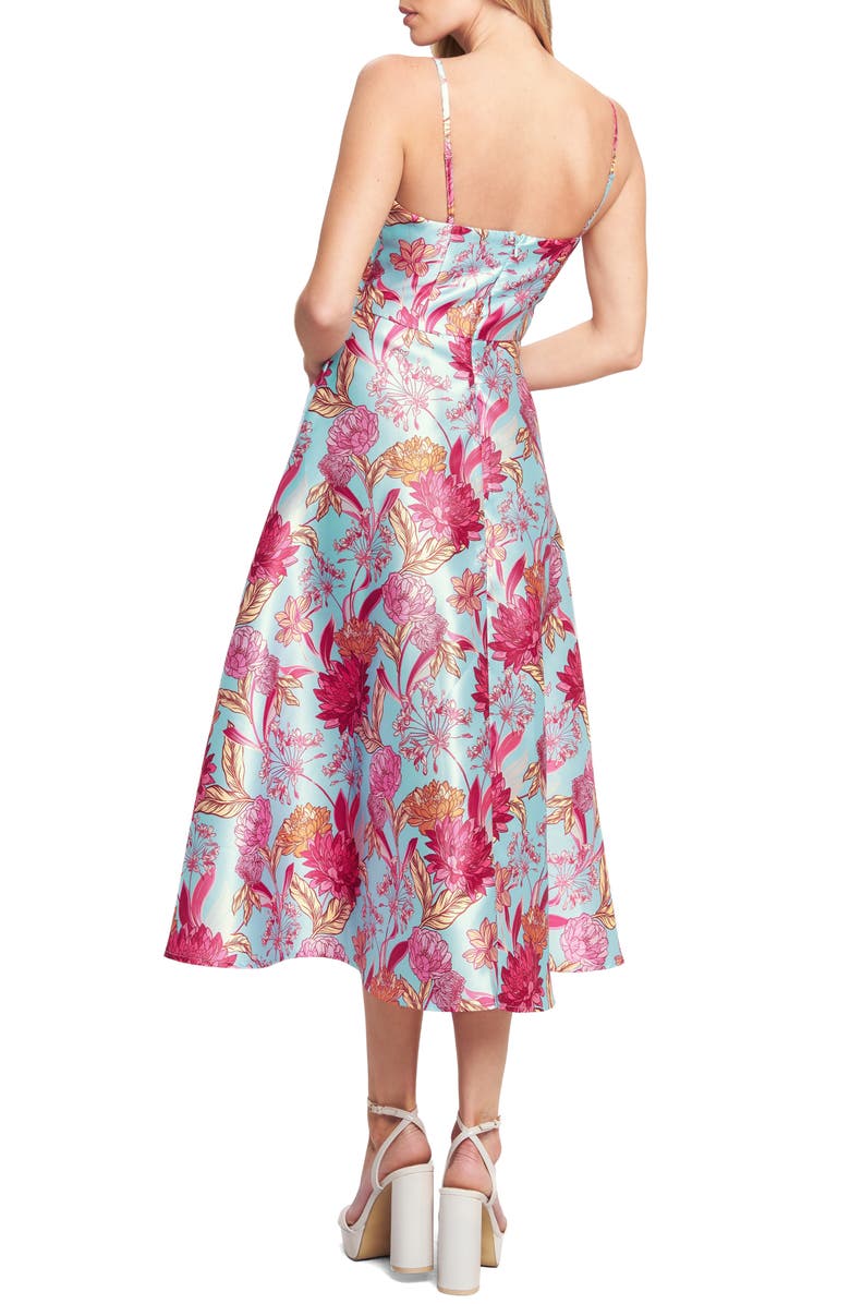 FLYING TOMATO Floral Satin Midi Dress, Alternate, color, Light Blue