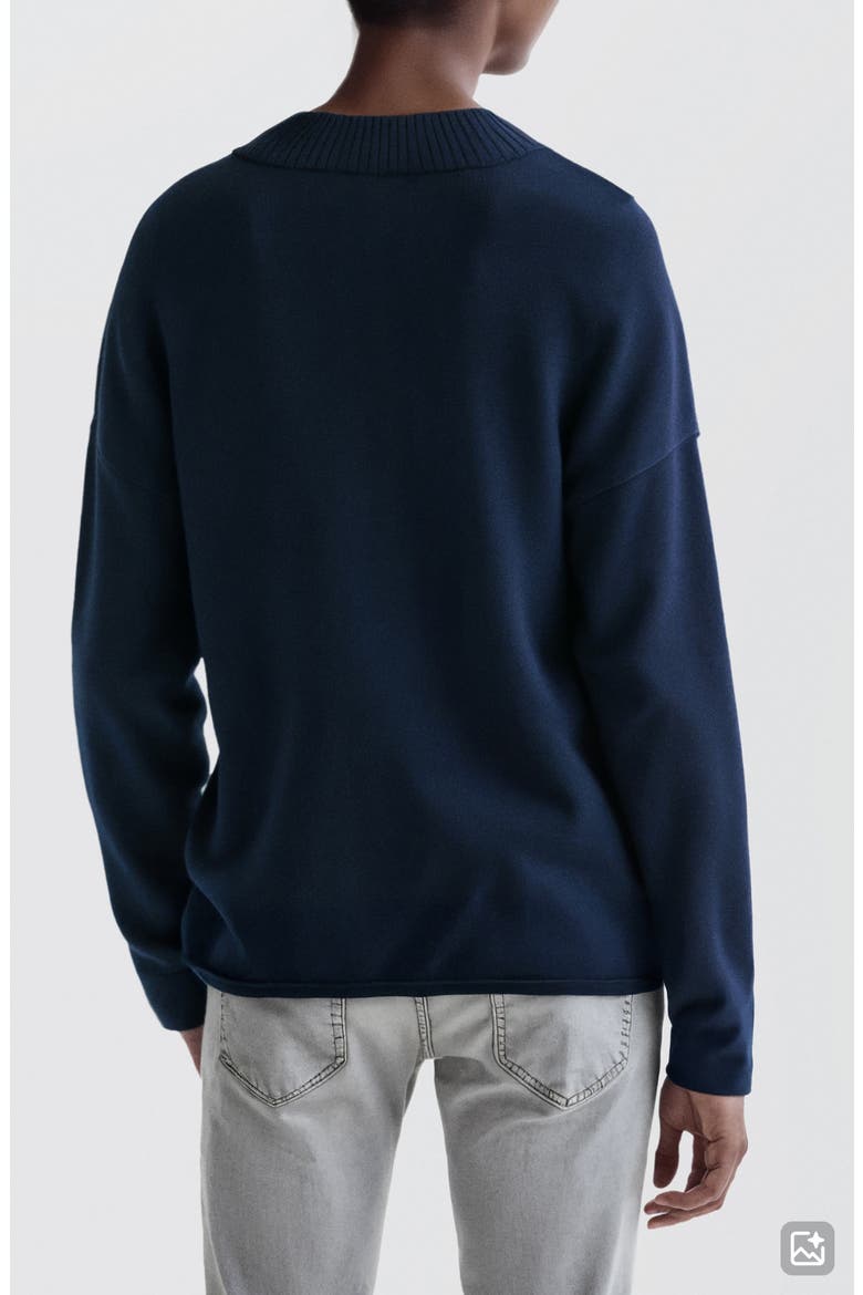 Relaxed Fit V-Neck Cotton Sweater, Alternate, color, NAVY