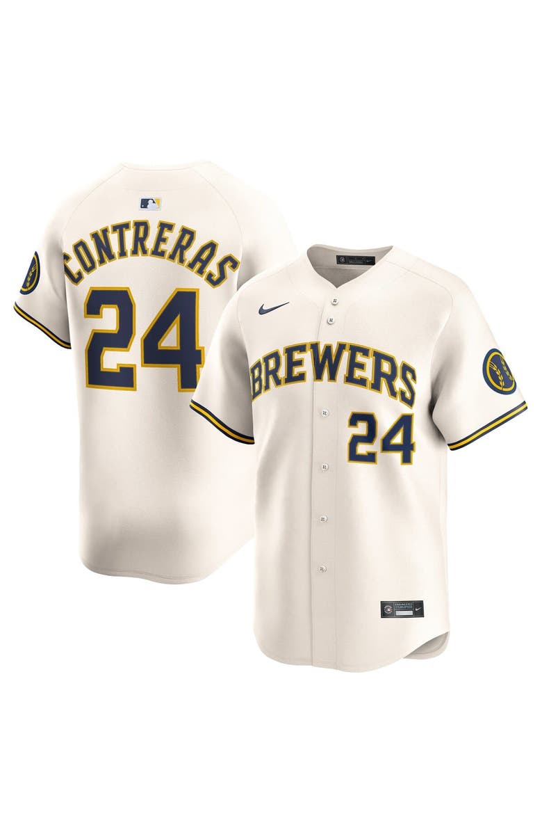 Nike Men's Nike William Contreras Cream Milwaukee Brewers Home Limited Player Jersey, Main, color, Cream