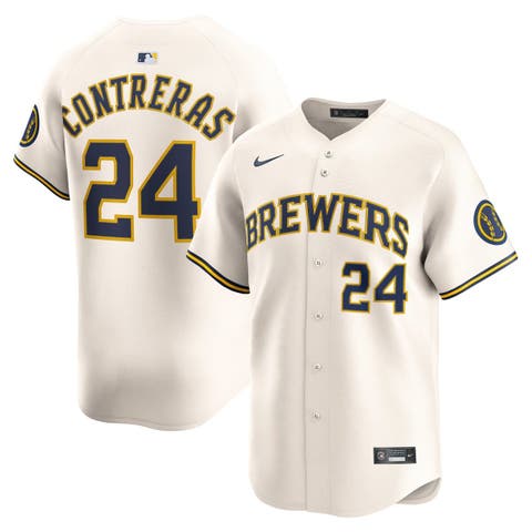 Men's Nike William Contreras Cream Milwaukee Brewers Home Limited Player Jersey