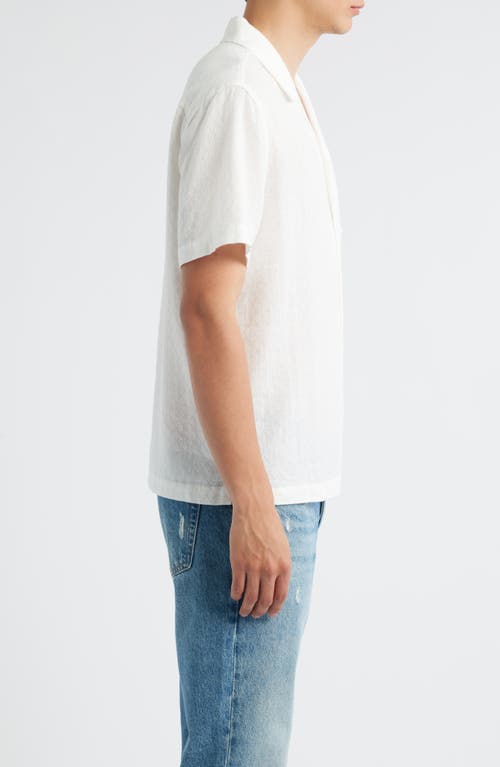 Ag Foster Cotton & Linen Blend Camp Shirt In White
