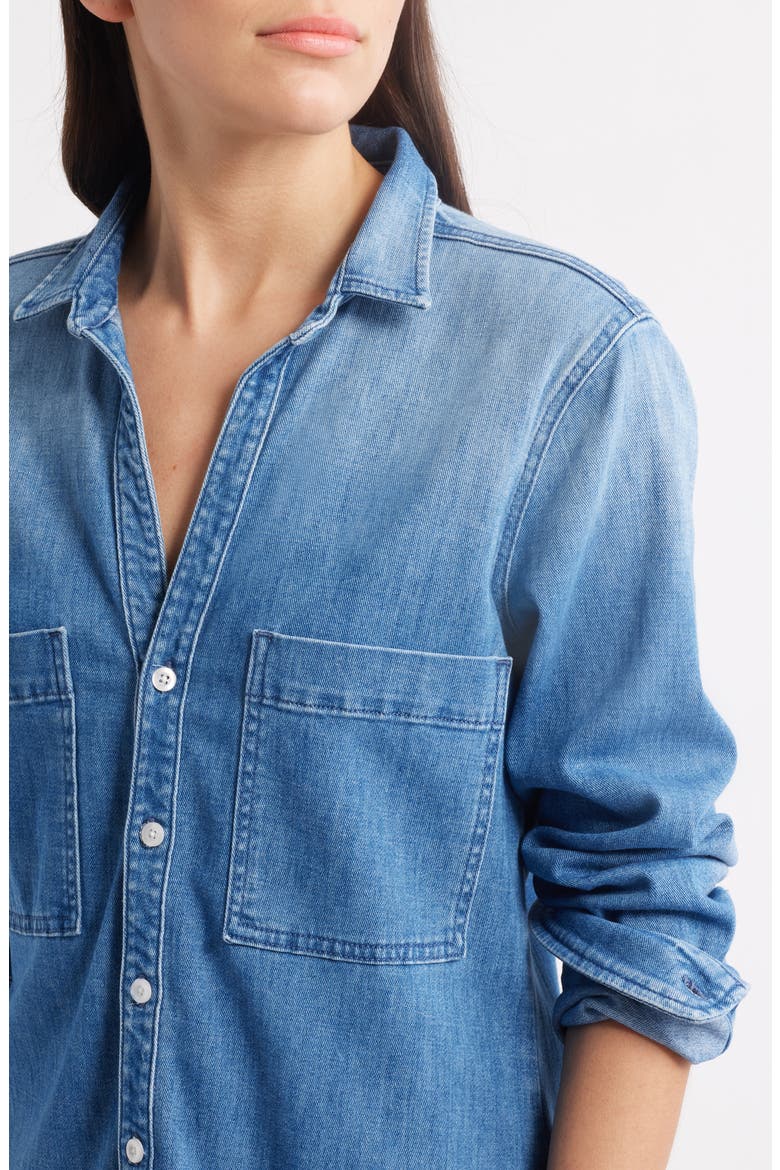 Ireland Patch Pocket Long Sleeve Denim Shirtdress, Alternate, color, BLUE WITH LIGHT WASH