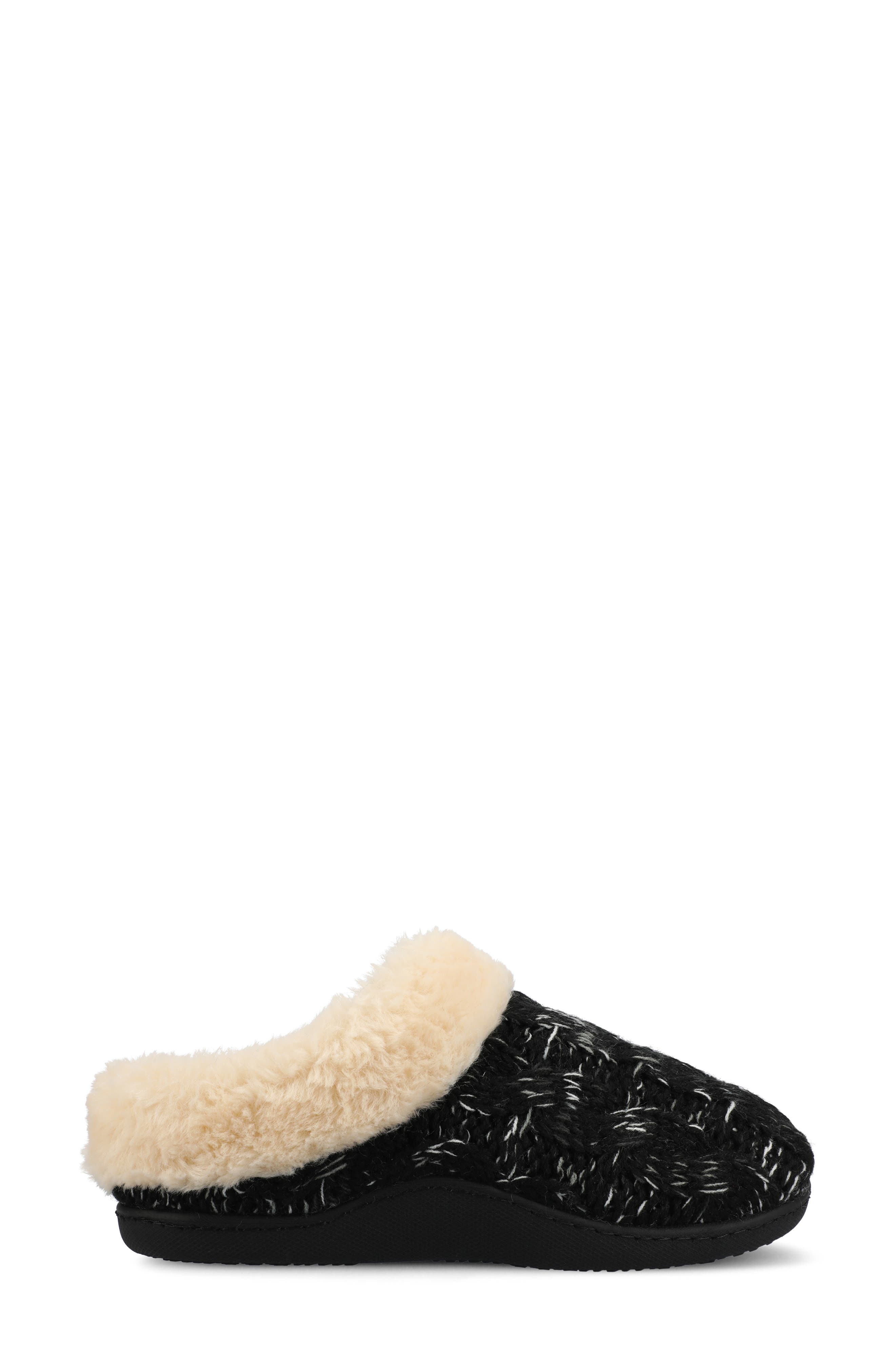 Journee Collection Adiah Faux Fur Trim Slipper, Alternate, color, Black
