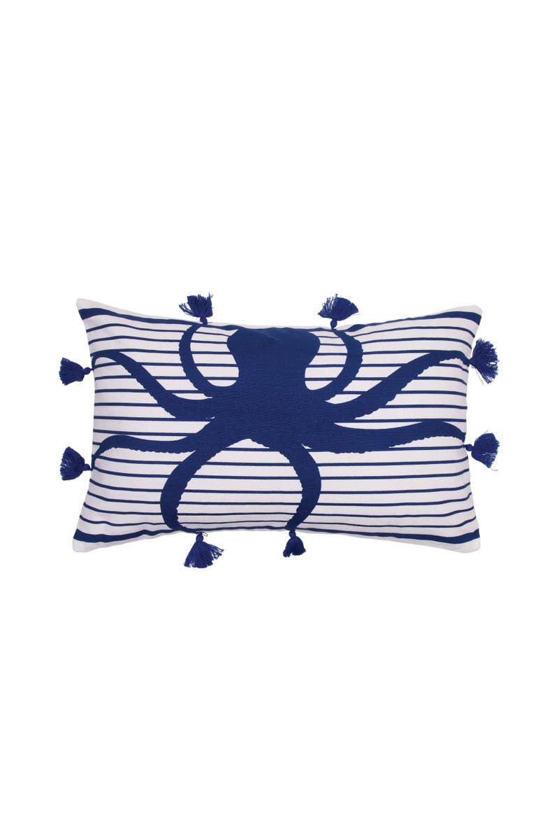 C&F Home Indigo Octopus Throw Pillow for Coastal Couch or Bed Décor Accent, Main, color, Blue