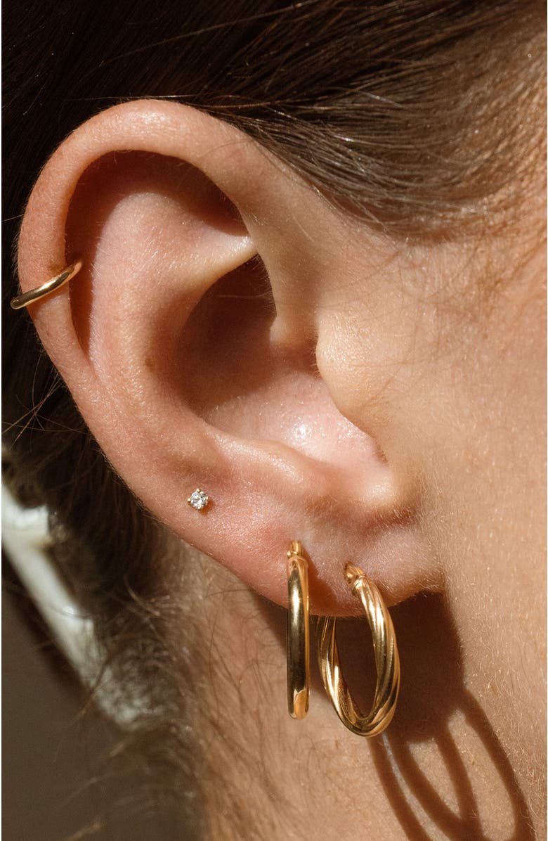 MADE BY MARY 14k Diamond Prong-Set Stud Earring (Flat Back) - Single, Alternate, color, 