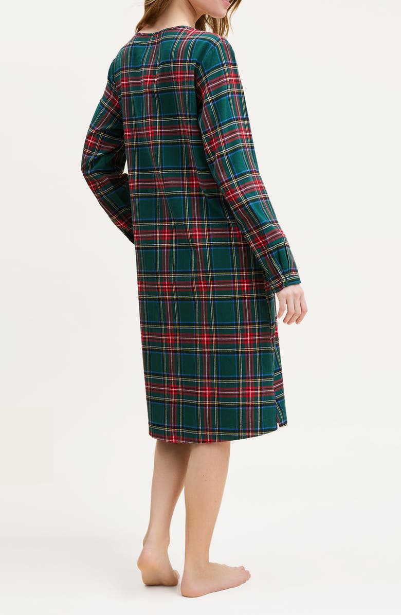 Petite Plume Beatrice Cotton Twill Nightgown, Alternate, color, Green