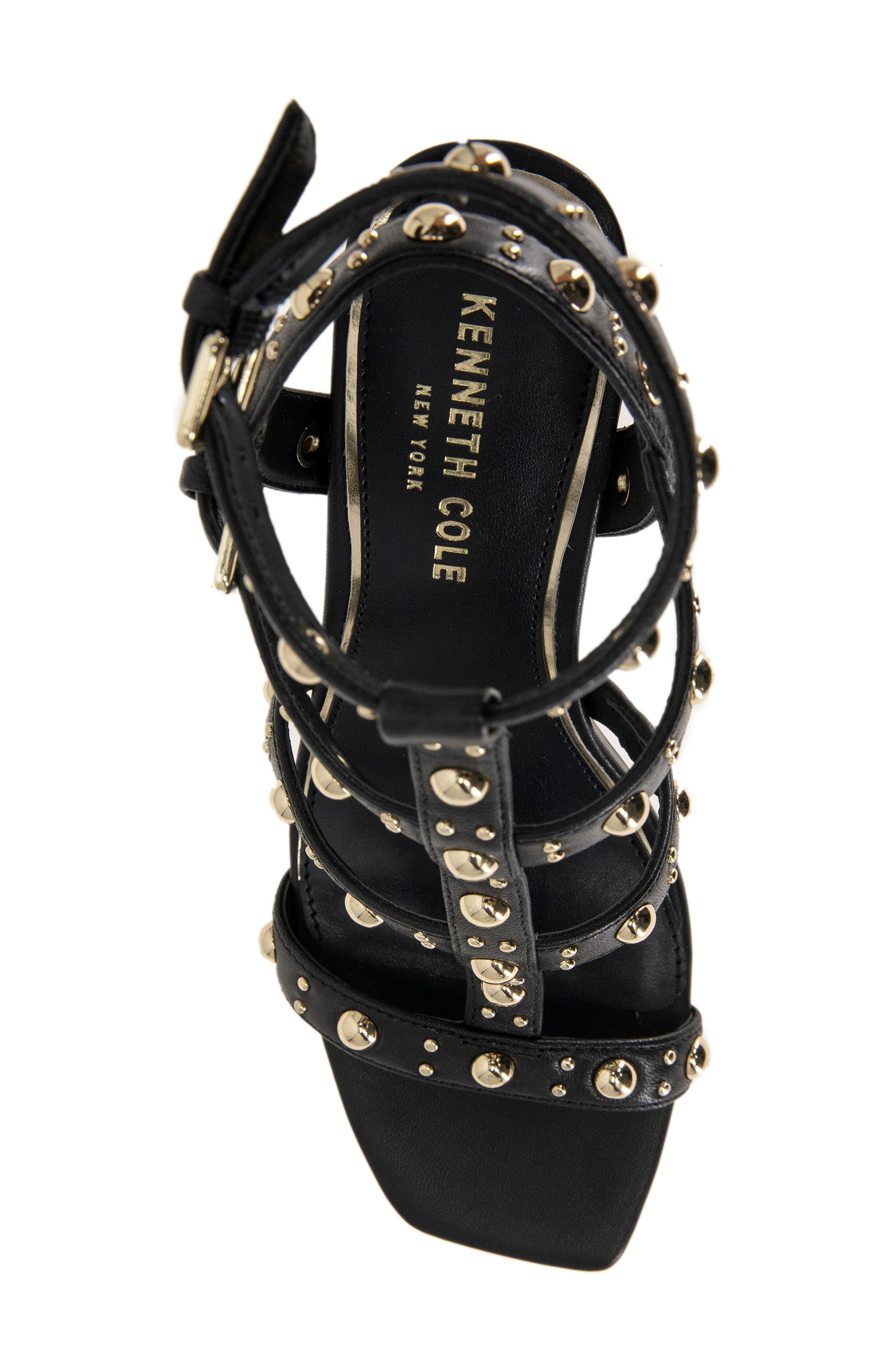 Kenneth Cole Ruby Studded Sandal, Alternate, color, Black Pu