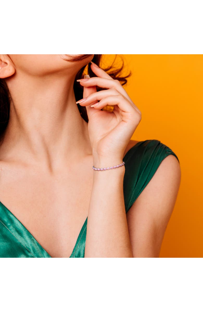 DELMAR Pear Cut Created Sapphire Tennis Bracelet, Alternate, color, Pink