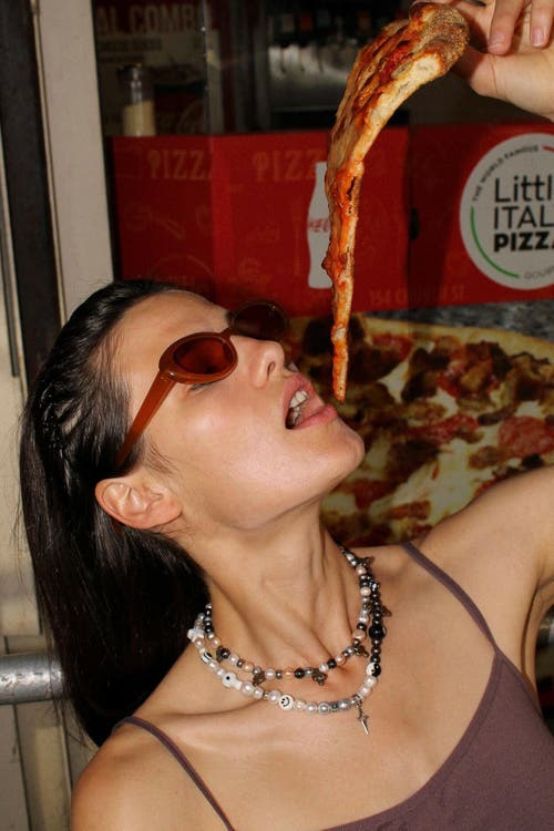 Velvet Luna Mini Pearl Cross Necklace In Multi