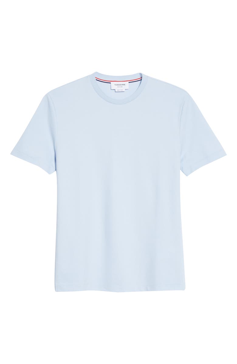 Thom Browne 4-Bar Back Stripe Piqué T-Shirt, Alternate, color, Light Blue