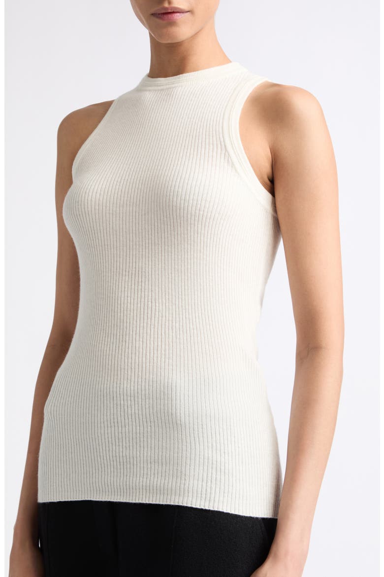 Amya Ribbed Cotton & Cashmere Sleeveless Sweater, Alternate, color, SALT