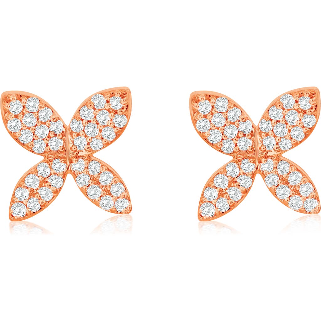 Suzy Levian Diamonds Pavé Diamond Stud Earrings In Rose Gold